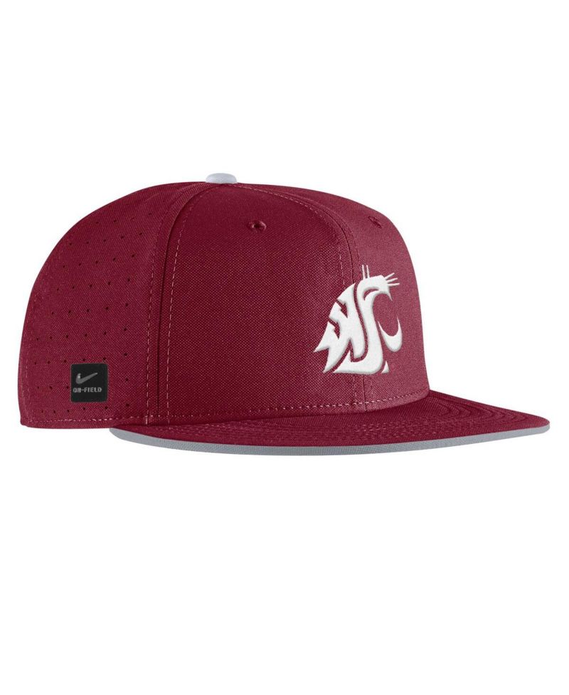 Men's Crimson Washington State Cougars On-Field True Performance Baseball Fitted Hat