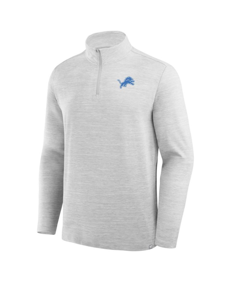 Men's Heather Gray Detroit Lions Clutch Quarter-Zip Pullover Sweatshirt