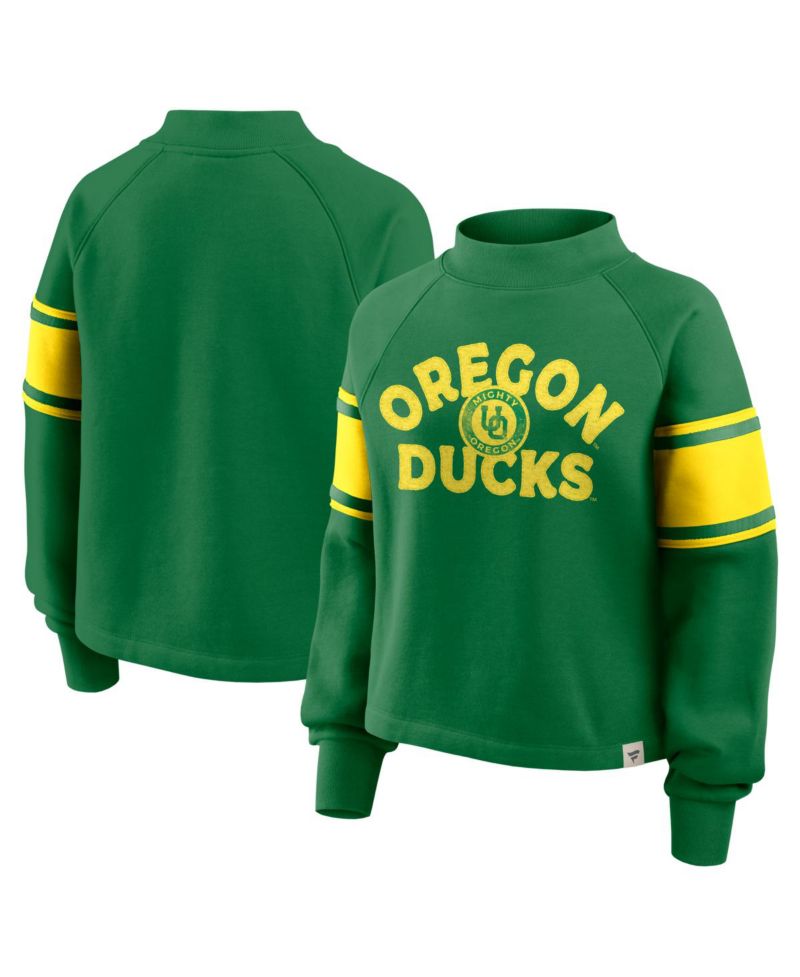 Women's Green Oregon Ducks Oversized Hometown Premium Punt Coverage Raglan Pullover Sweatshirt