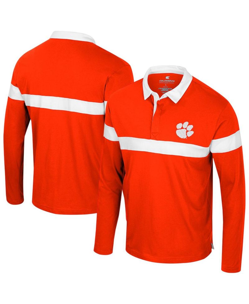 Men's Orange Clemson Tigers Too Cool for School Long Sleeve Polo Shirt