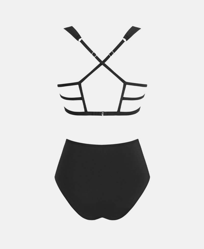 Women's Deep V Cowl Neck Ruching Bikini Sets