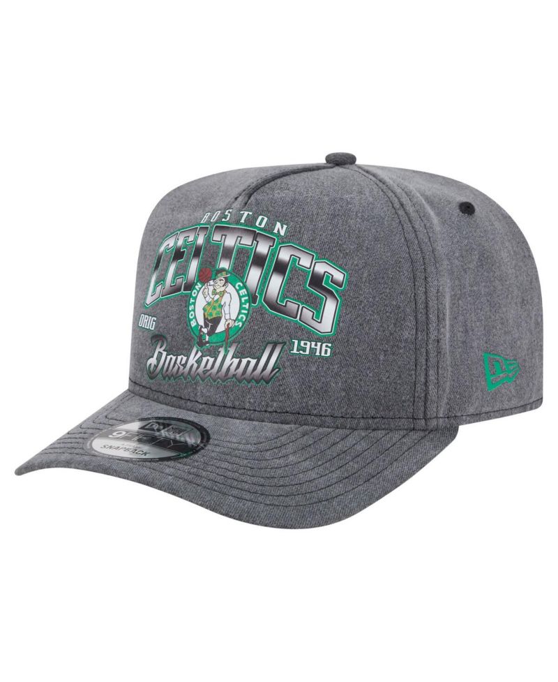 Men's Charcoal Boston Celtics Throwback Washed Pre-Curved 9FIFTY Snapback Hat