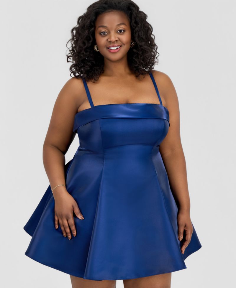 Trendy Plus Size Satin Sleeveless Fit & Flare Dress