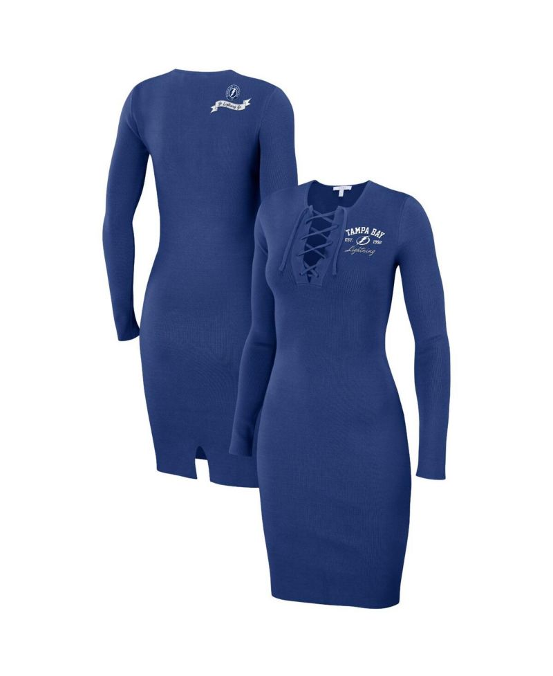 Women's Blue Tampa Bay Lightning Lace-Up Dress