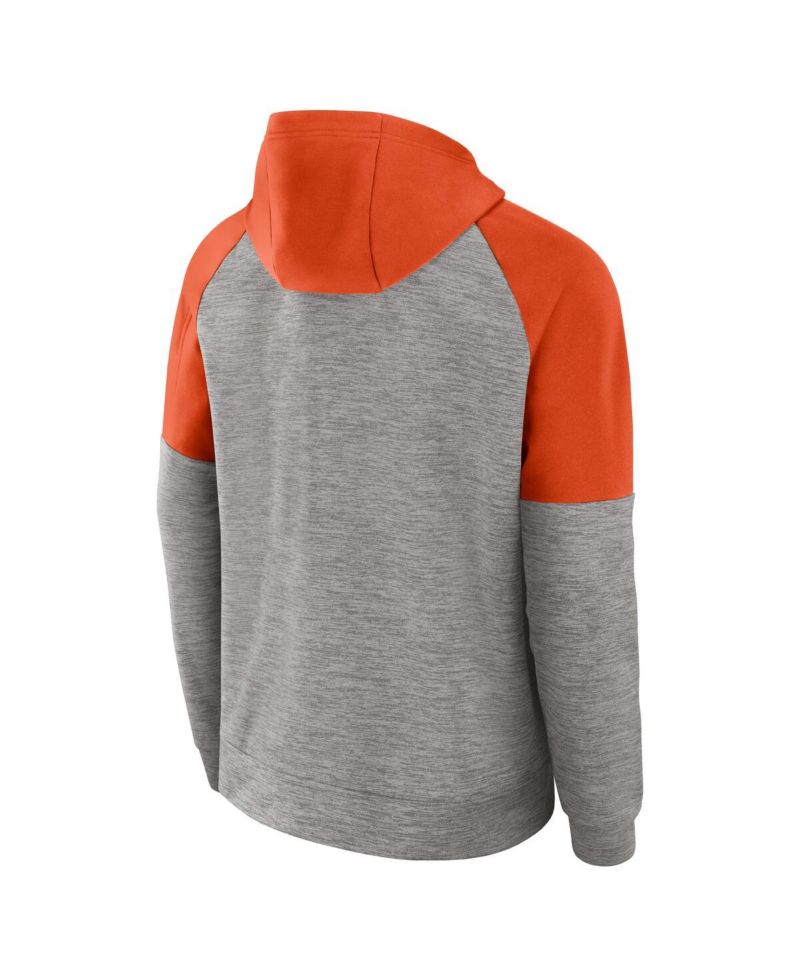 Men's Heather Gray Clemson Tigers Fitness Raglan Performance Full-Zip Hoodie