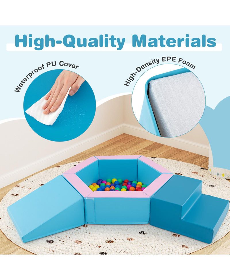 3-Piece Baby Foam Climbing Blocks Set with 100 Ocean Balls