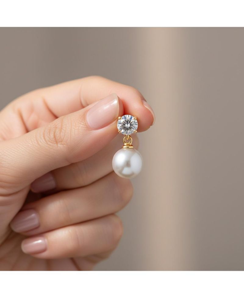 Elegant Sterling Silver Timeless CZ & Pearl Drop Earrings