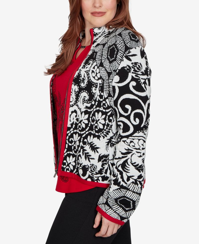Petite Funnel Neck Long-Sleeve Acrylic-Blend Jacket