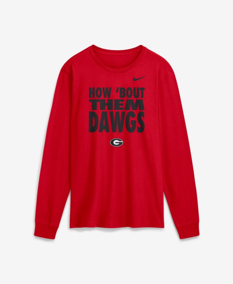 Men's Red Georgia Bulldogs 2026 Sideline Slogan Dri-FIT Long Sleeve T-Shirt