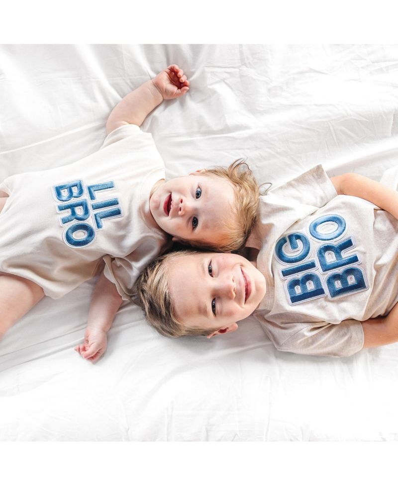 Little Boys Big Bro Embroidered Patch Short Sleeve T-Shirt