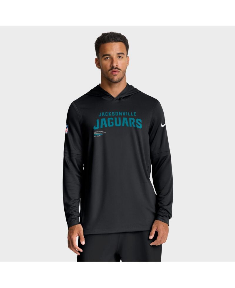 Men's Black Jacksonville Jaguars Sideline Pure Fury Performance Long Sleeve Hoodie T-Shirt
