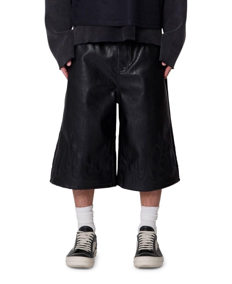 Men's Ultra Baggy Leather Flame Shorts
