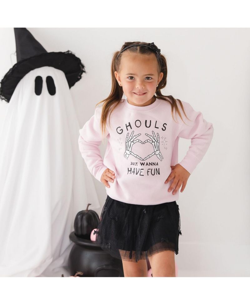 Girls' 4-16 Ghouls Just Wanna Have Fun Halloween Crewneck Long-Sleeve Sweatshirt