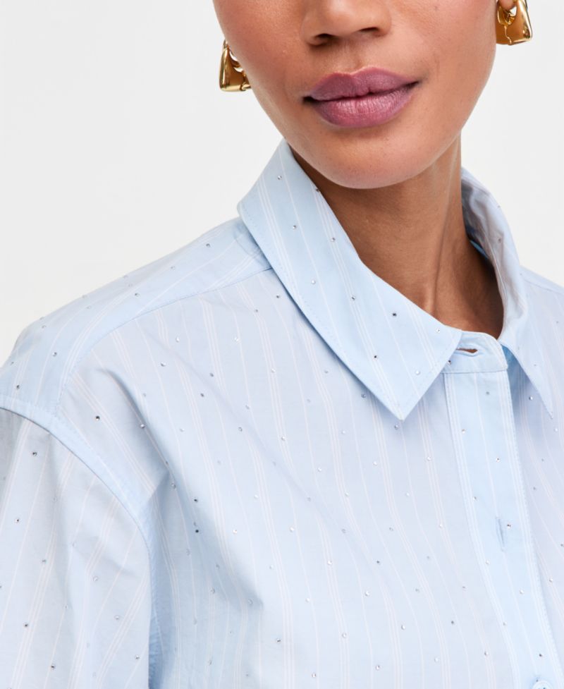 Women's Crystal Embellished Button Down Shirt