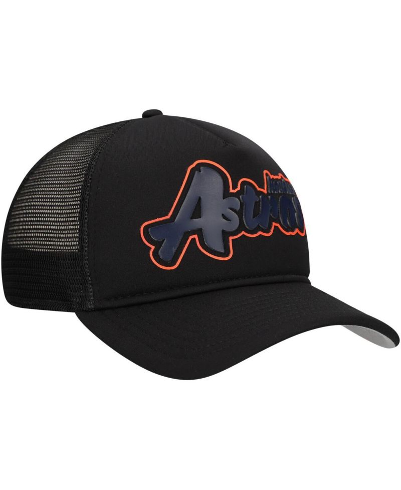 Men's Black Houston Astros Retro Bold A-Frame Trucker 9FORTY Adjustable Hat