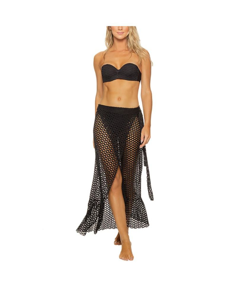Women's Honeycomb Lattice Wrap Maxi Skirt Cover-up