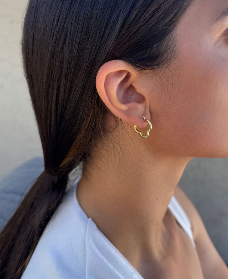 Gold Plated Clover Hoop Earrings