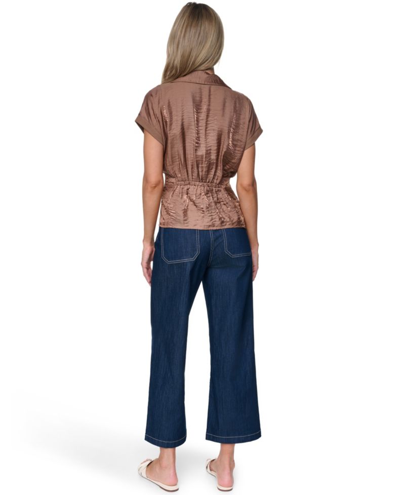 Women's Short-Sleeve Pleated Shirt