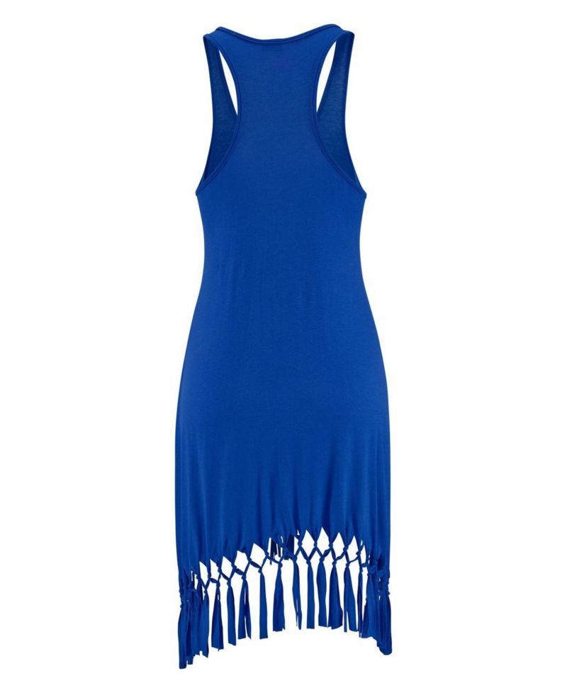 Women's Viscose Fringe Hem Beach Racerback Short Dress