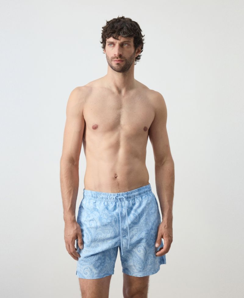 Men's Drawstring Printed Swimsuit