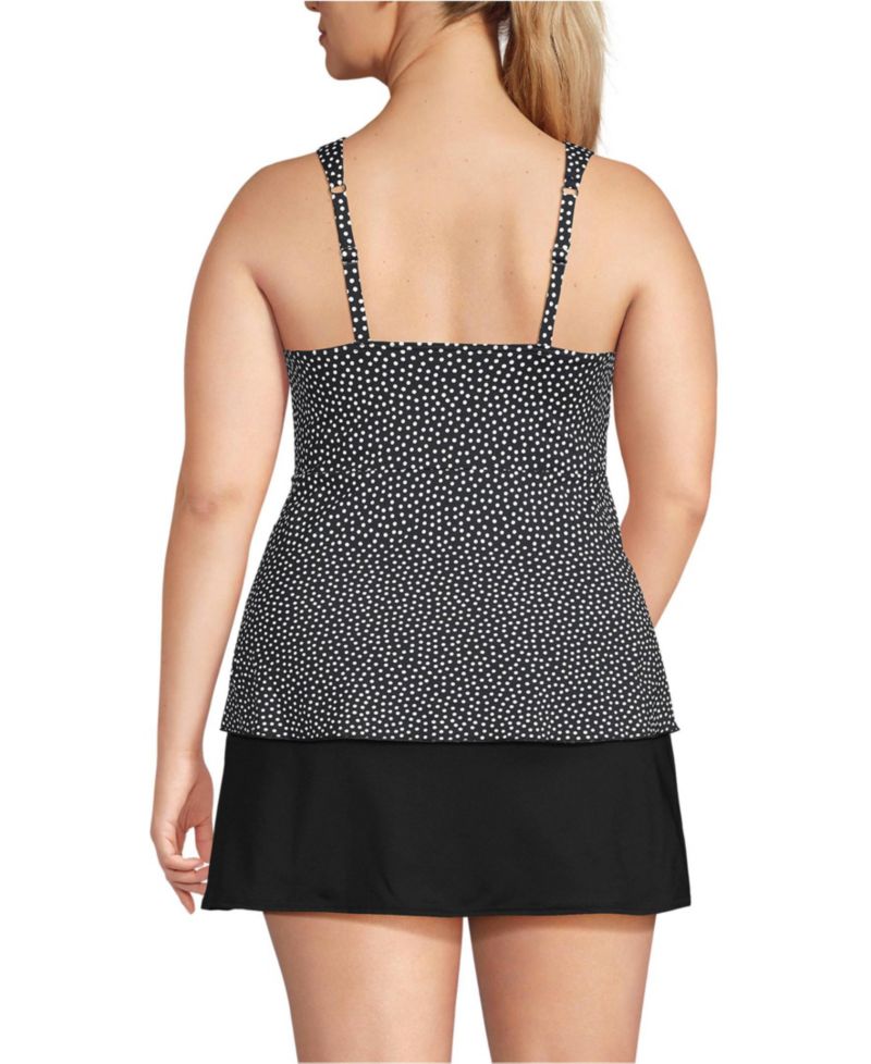 Plus Size Adjustable Scoop Neck Flutter Tankini Top