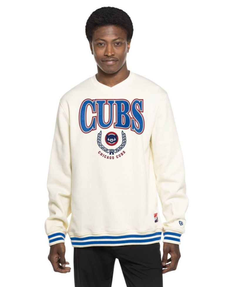 Men's White Chicago Cubs Throwback Sweatshirt
