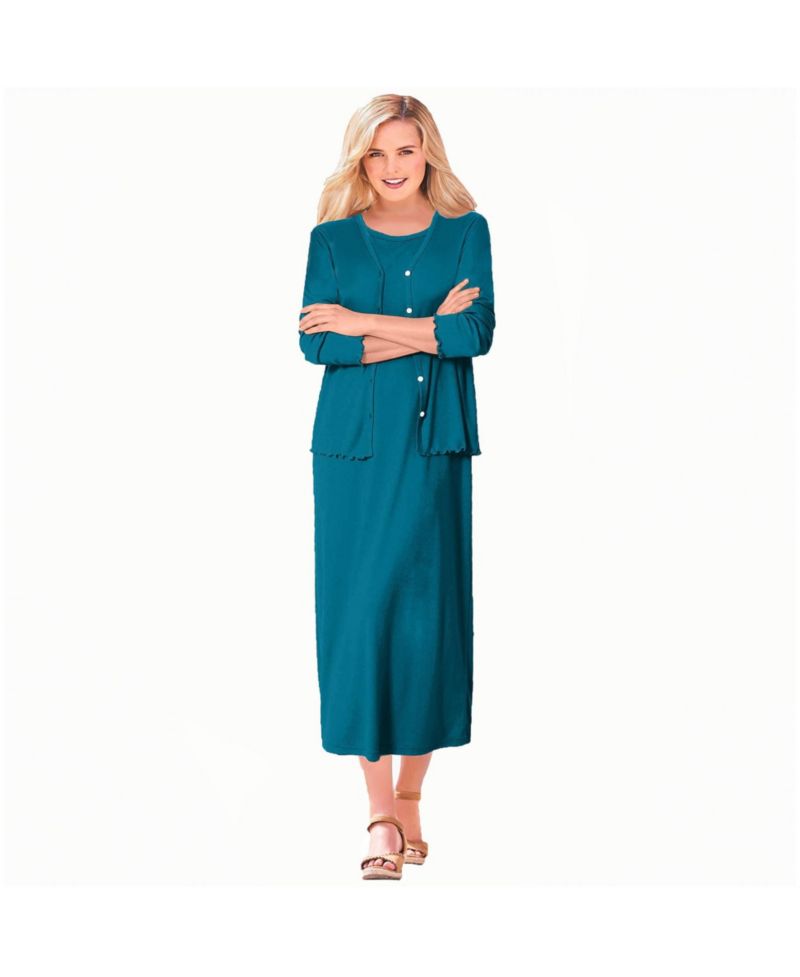 Plus Size Lettuce Trim Knit Jacket Dress