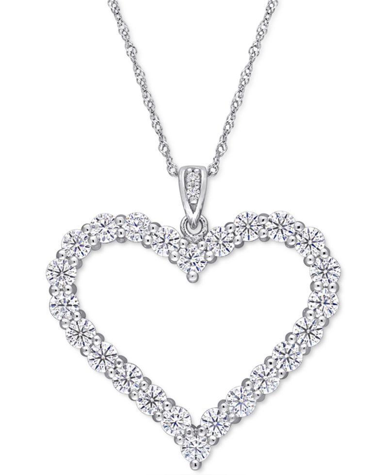 Lab-Grown Moissanite Heart 18" Pendant Necklace (2-2/5 ct. t.w.) in Sterling Silver