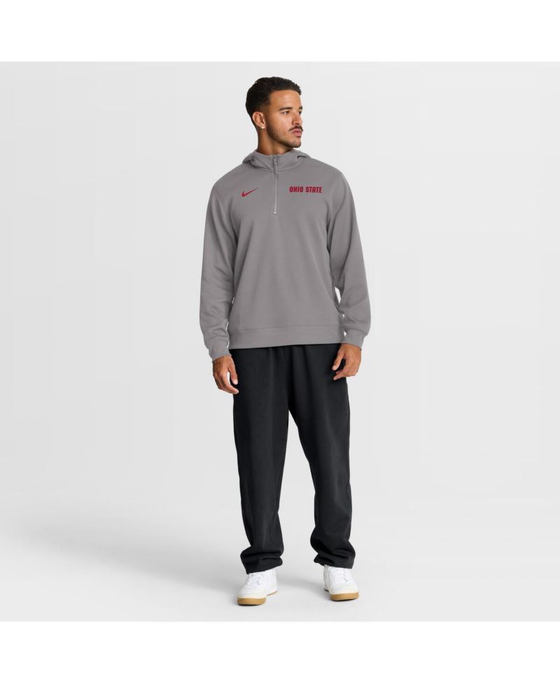 Men's Gray Ohio State Buckeyes 2025 Coaches Premium Dri-FIT Quarter-Zip Hoodie