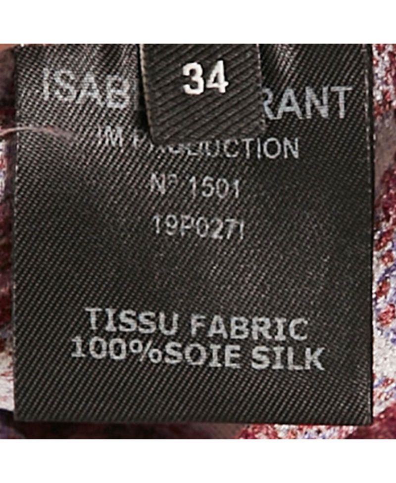 Women's Purple Printed Silk Ruffle Detail Top