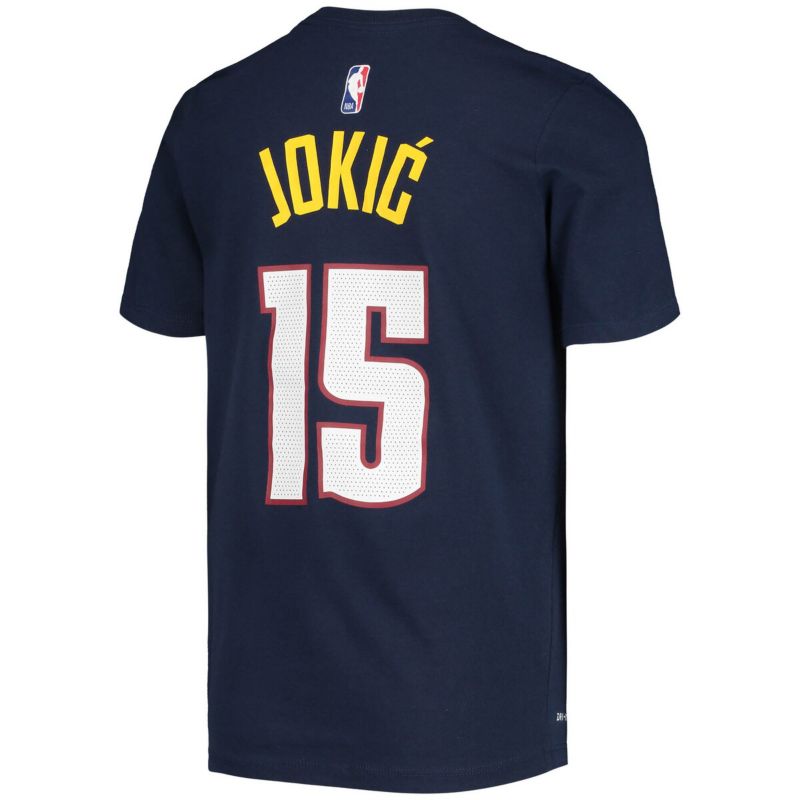 Nike Big Boys and Girls Nikola Jokic Navy Denver Nuggets Logo Name and Number Performance T-shirt