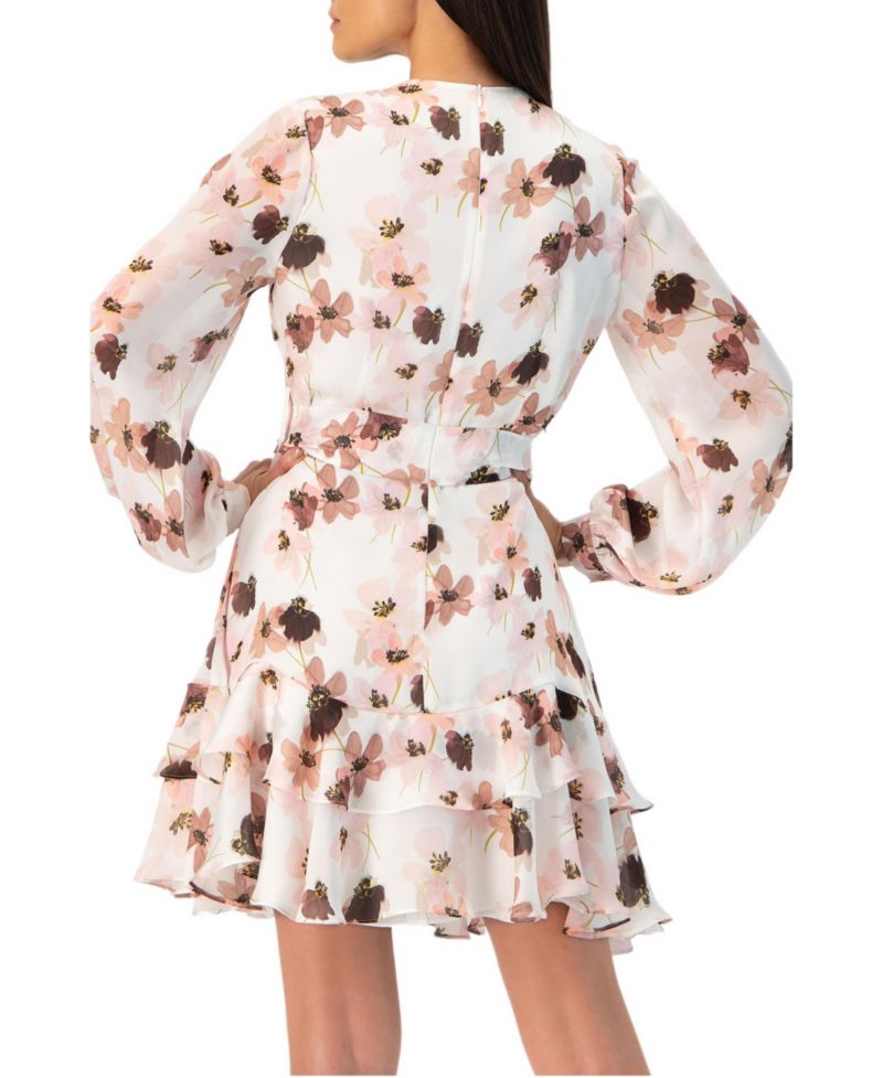 Women's Ruffled Skirt Short Floral Print Dress