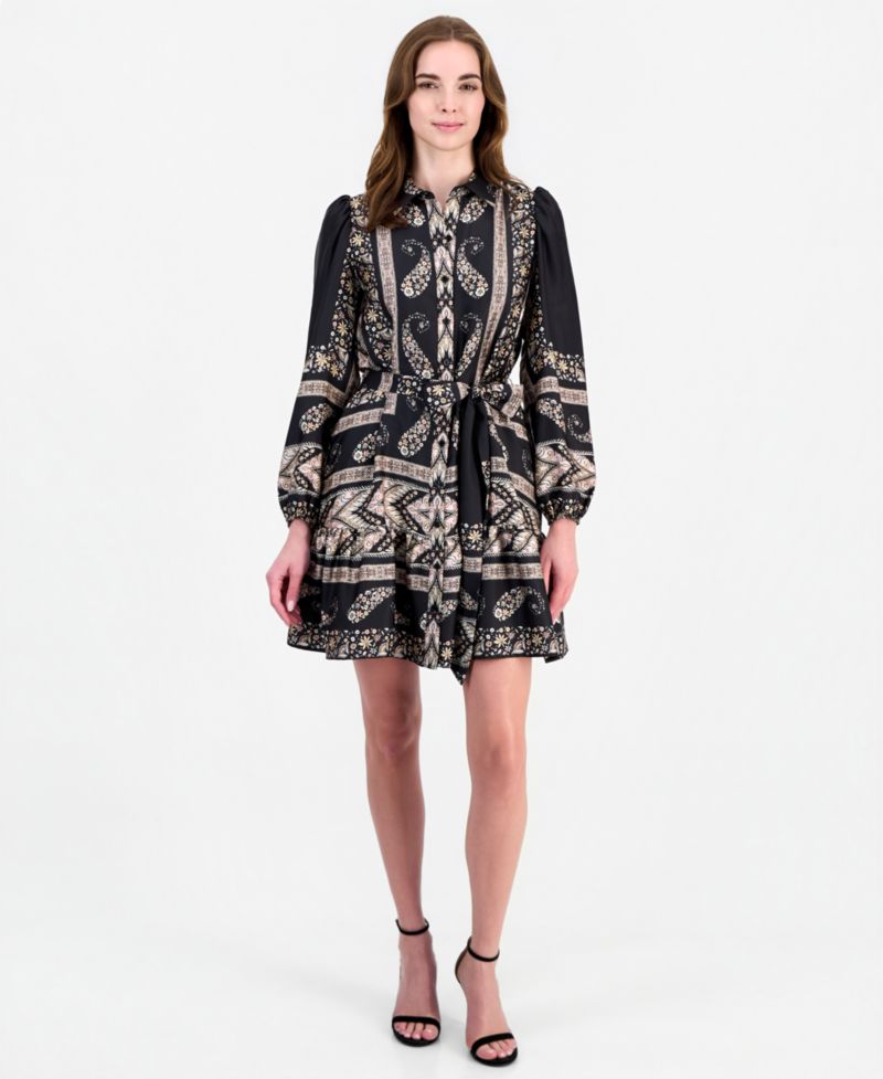 Women's Long Sleeve Tiered Shirt Dress
