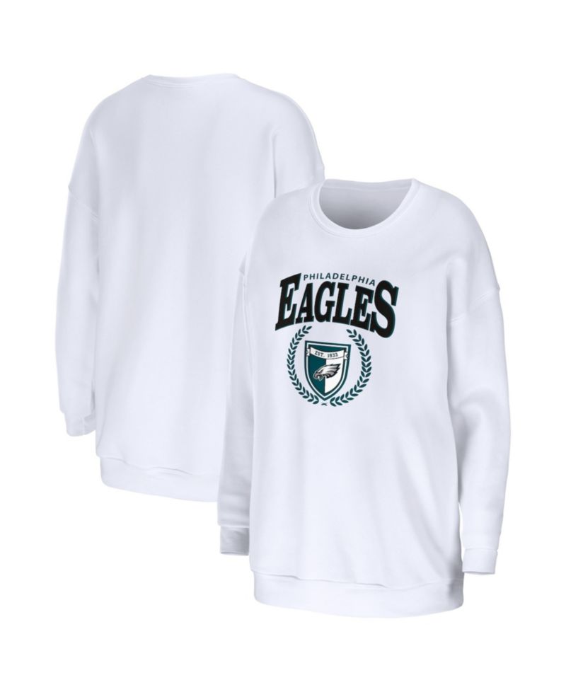Women's White Philadelphia Eagles Oversized Pullover Sweatshirt