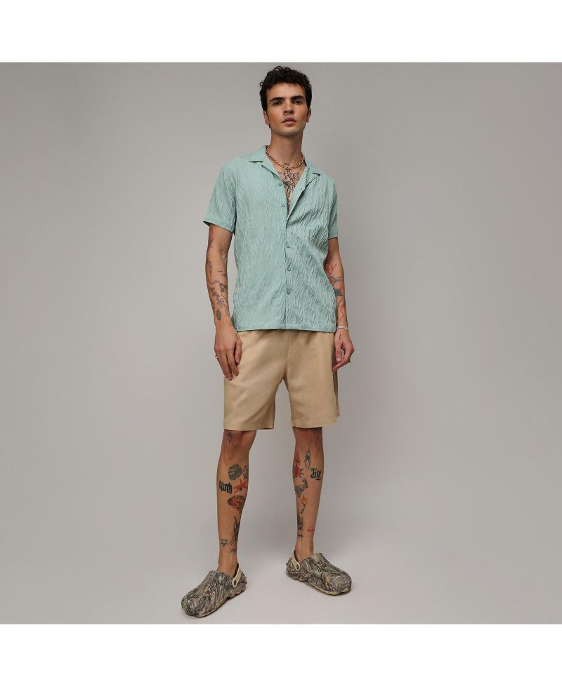 Men's Sage Green Grain-Textured Shirt