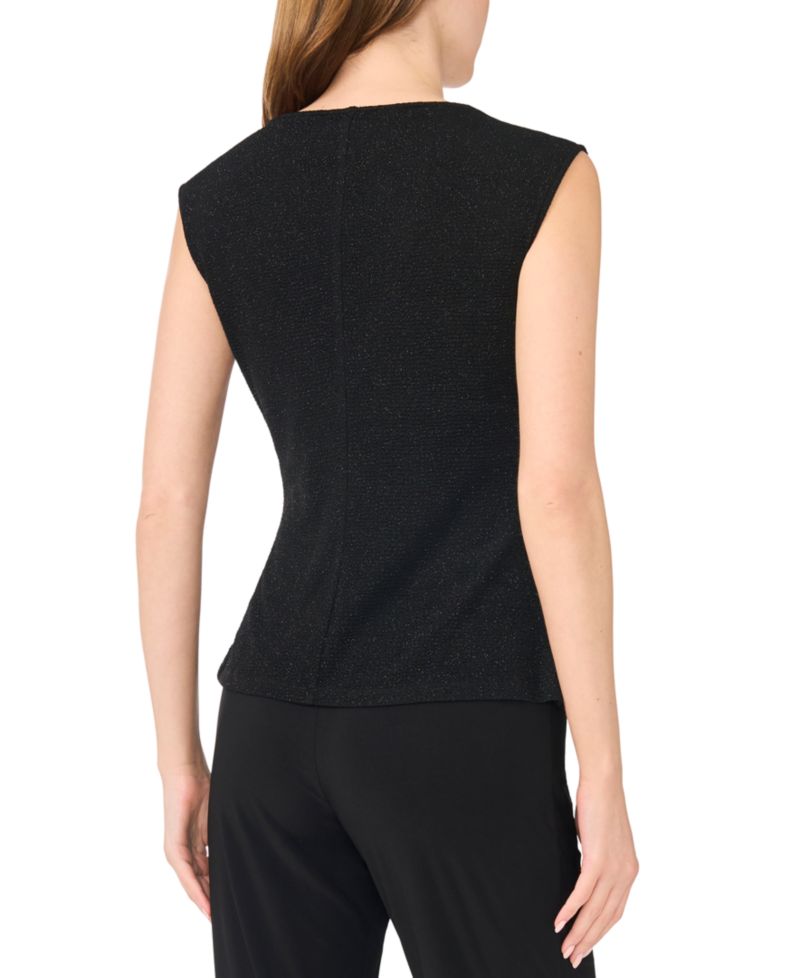 Petite Asymmetrical Dressy Boat-Neck Blouse