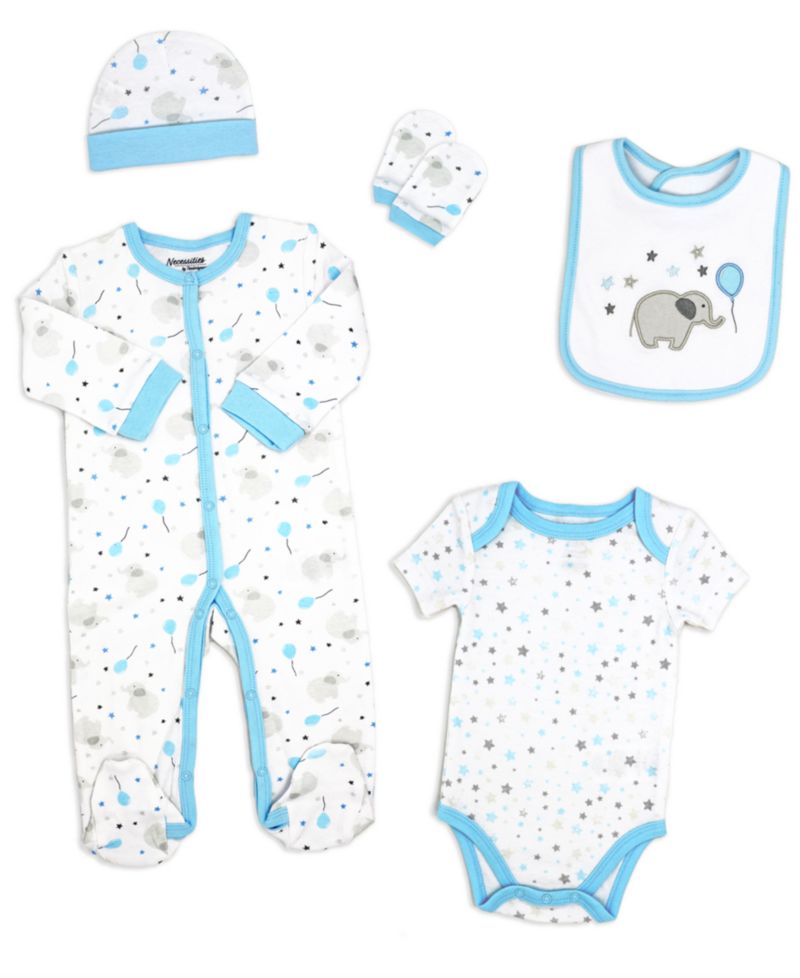 Baby Boy Elephants and Balloons 5 Piece Layette Set