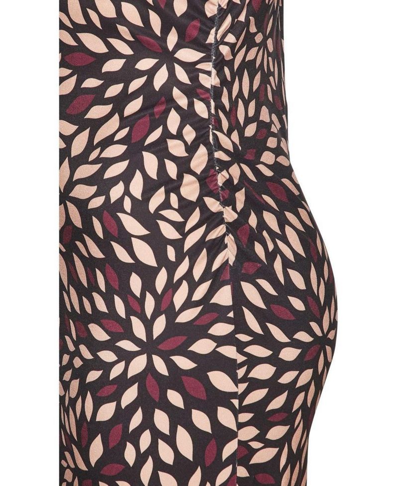 Women's Printed High Neck Fitted Everyday Comfort Midi Dress