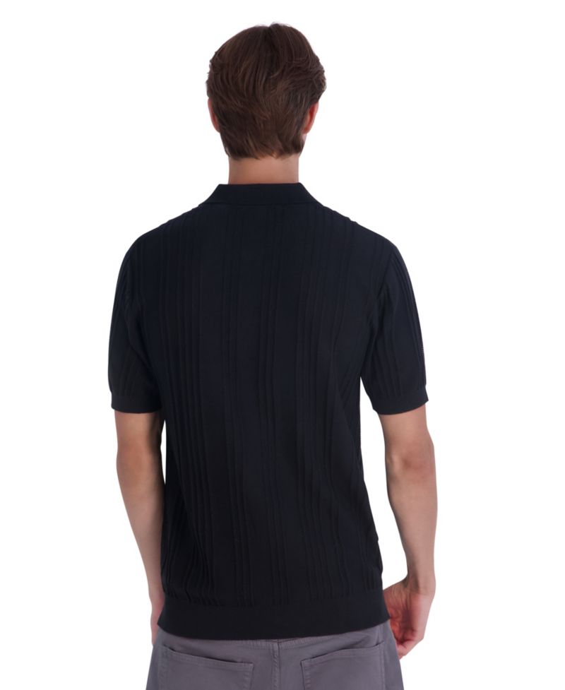 Men's Leather Patch Quarter-Zip Polo Sweater