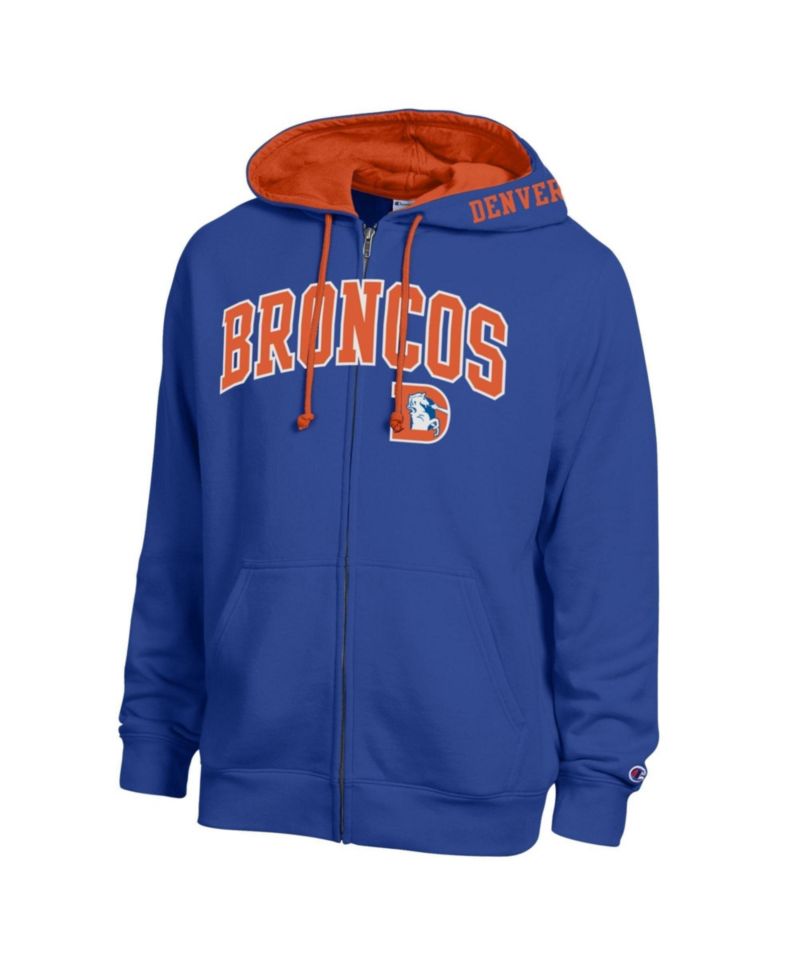 Men's Royal/Orange Denver Broncos Full-Zip Hoodie