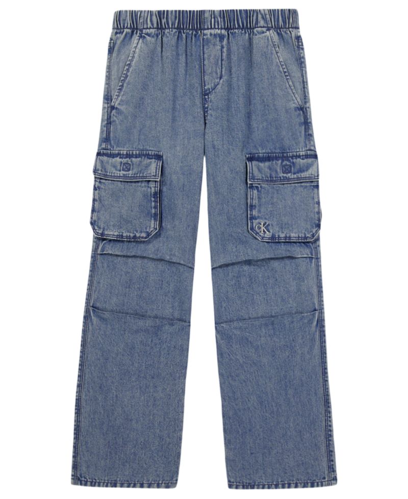 Girls' 7-16 Denim Pull-On Cargo Pants