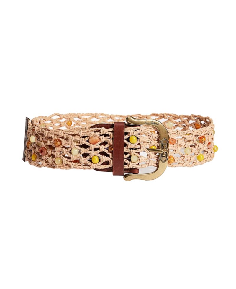 Women's Wide Beaded Macrame Belt