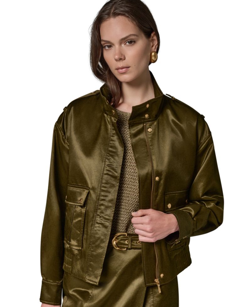 Women's Glazed Cotton Zip-Front Jacket