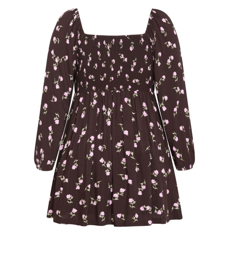 Plus Size Aire Field Print Long Sleeve Mini Dress