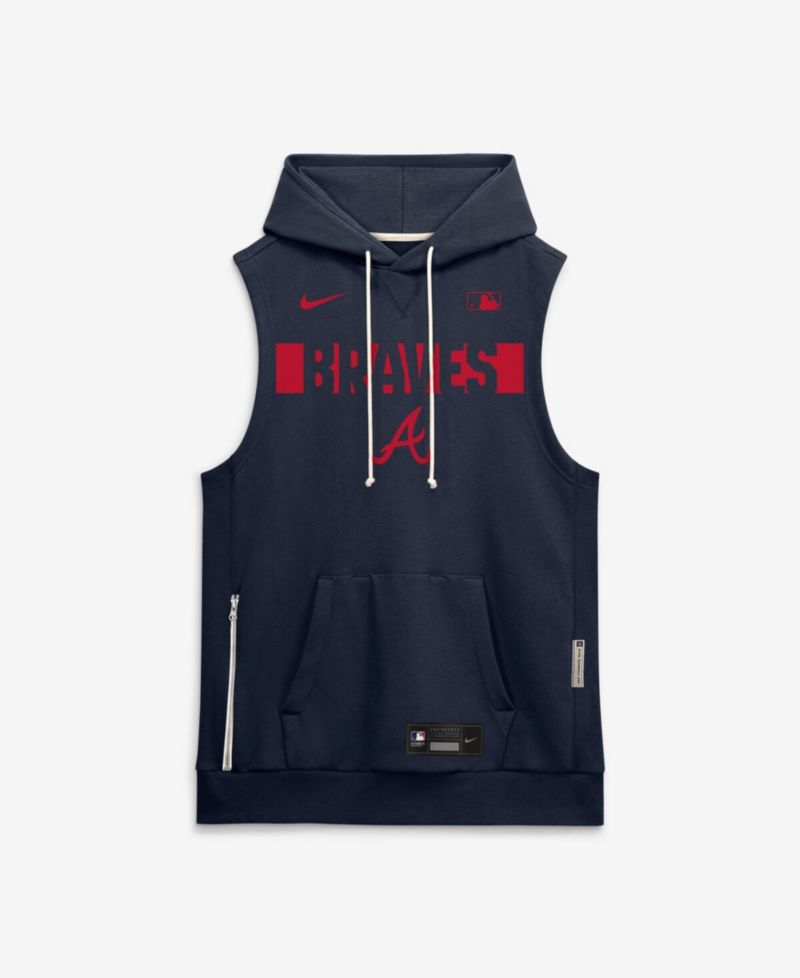 Men's Navy Atlanta Braves Authentic Collection Standard Issue Dri-FIT Sleeveless Hoodie
