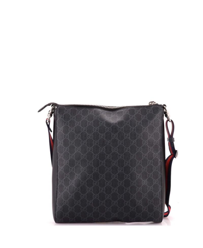 Medium Web Strap Front Zip Messenger Bag GG Coated Canvas