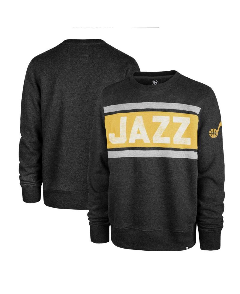 Men's Heather Black Utah Jazz Tribeca Emerson Pullover Sweatshirt
