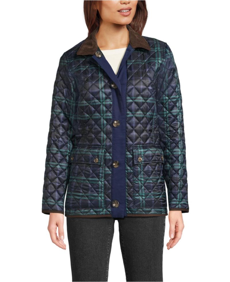 Women's Print Reversible Barn Quilted Insulated Jacket