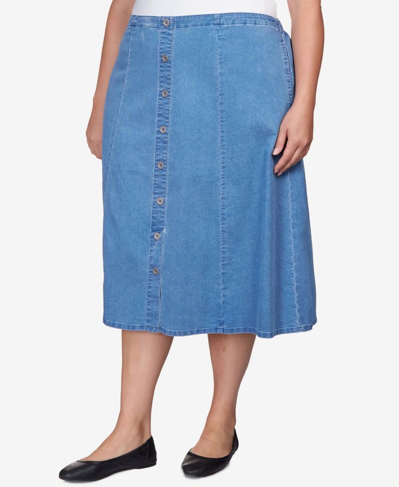 Plus Size Paneled Denim Skirt
