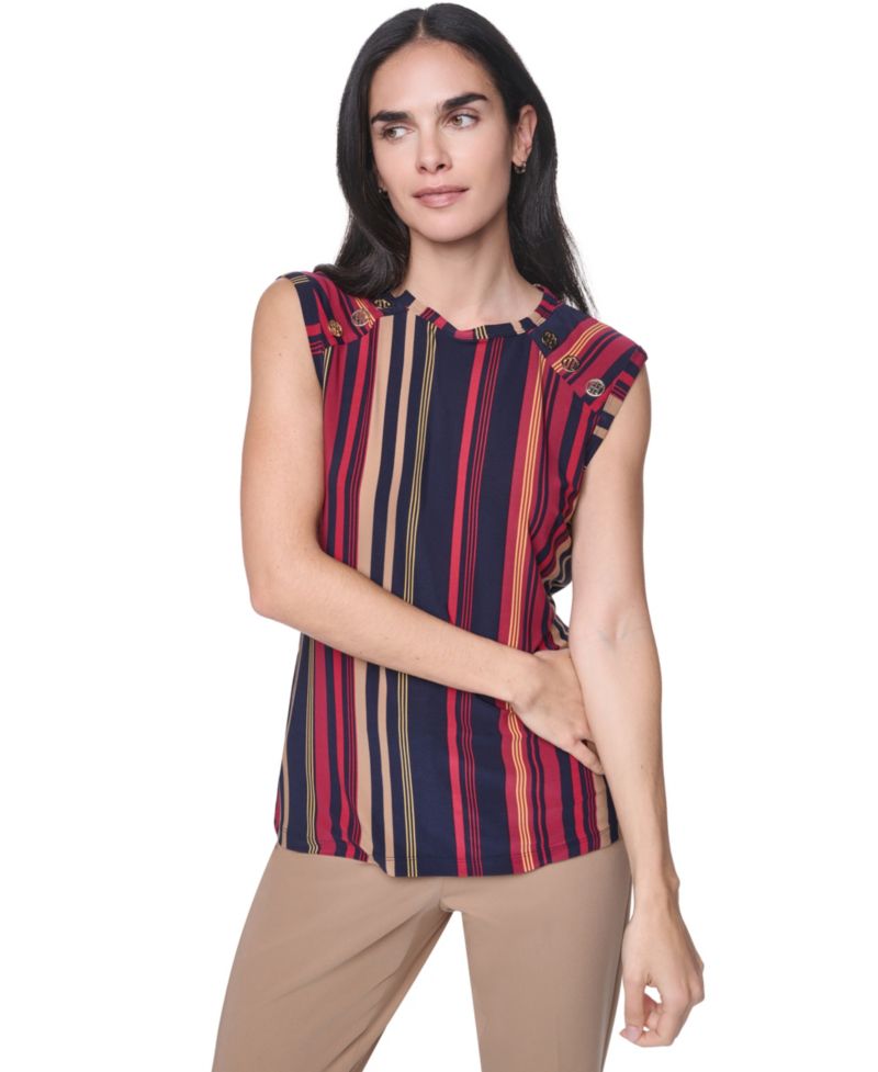 Women's Striped Pull-On Crewneck Top